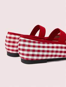 CUCCOO DOLLMOD Womenshoes Red Two-Tone Plaid Classic Mary Jane Birthday Party Wear Flat Shoes Ballet Dance Shoes Academy Style - Red - View 9