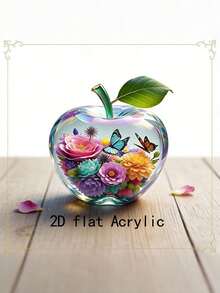 Acrylic 2D Apple Figurine - Valentine's Day, Mother's Day, Christmas, Easter Crafts - Gift For People - Flowers and Butterflies - View 1