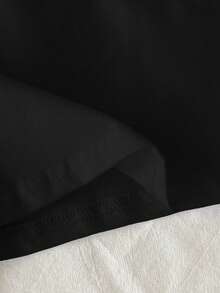 Tseoso 1 pieza Camiseta ajustada de algodón 95% negro sólido - Negro - Ver 5