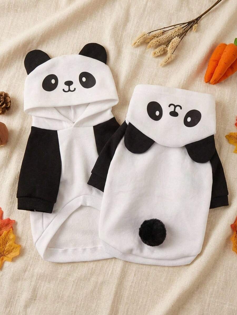 PETSIN 1pc Animal Cosplay Costume Hoodie, Suitable For Dogs And Cats To Wear Outdoors - Black and White - View 1