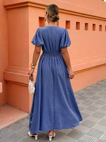 Flora Isola Flora Isola 1件装 女士春夏镂空蕾丝边收腰A字休闲沙滩连衣裙，度假及日常穿着 - 藍色 - 查看 2