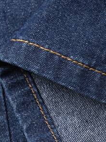 DAZY Women's Casual Washed Waist Belt Pocket Shirt And Wide Leg Jeans Set, Spring/Summer - Dark Wash - View 7