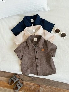 SHEIN Bộ 3 áo sơ mi ngắn tay mùa hè dễ thương kiểu học sinh cho bé trai, nhiều màu sắc, phù hợp cho tiệc sinh nhật, tiệc tưng bừng, tiệc tối, biểu diễn, đám cưới, tiệc mừng em bé và lễ kỷ niệm sinh nhật lần thứ nhất. - Nhiều màu - Xem 4