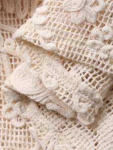 Dazy Kids 女童（小号）圆领蕾丝无袖上衣+半裙套装，精致韩版派对装 - 杏色 - 查看 8