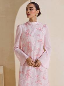 Graceveil Elegant Embroidered Chiffon Dress, Suitable For Outings And Dates - Pink - View 8