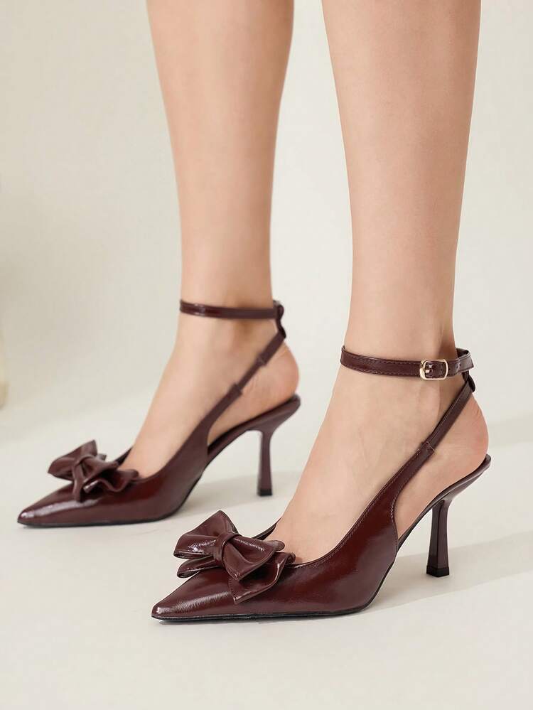 CUCCOO CHICEST Women's Elegant Pointed Toe High Heel Shoes With Layered Bow Ankle Wrap Design, Romantic And Sweet Wine Red Heels For Dates, Afternoon Tea, Work Spring Shoes Spring Break Easter Prom Heels For Christmas Valentine's Day Elegant Shoes