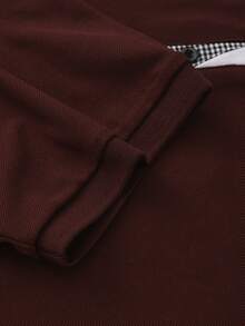 Calvornis 男士格紋拼接短袖休閒通勤 Polo 衫 酒紅色 Polo 衫 高爾夫球衫 正式 儀式 - 酒紅色 - 查看 7