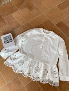 FRIFUL Áo sơ mi nữ dáng rộng, 100% cotton, thêu họa tiết, thích hợp cho kỳ nghỉ. - trắng - Xem 6