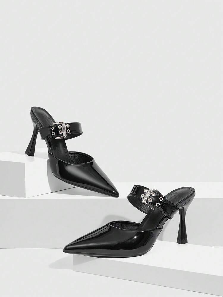 CUCCOO SZL Elegant Pointed Toe High Heel Sandals, Summer Buckle Strap Sandals Prom Heels