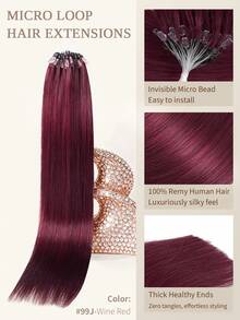 微环接发，100%真人发，颜色可选1#、NC#、1B#、2#、4#、6#、99J#、33#，长度14-22英寸，直发，50束/包，隐形珠加厚微环接发，带鱼线，无需胶水，易于造型，适合细软发质，沙龙级效果，所有女性适用。 - 彩色 - 查看 8