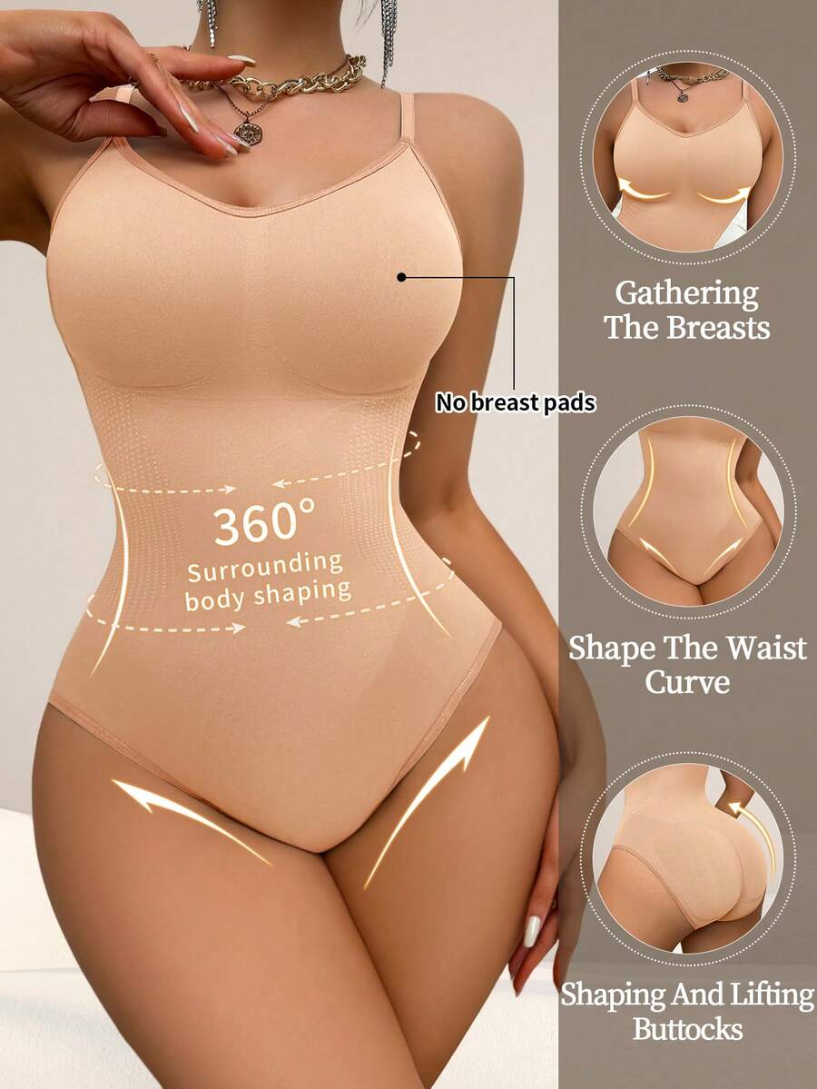 1 pieza Body moldeador sin costuras para mujer - Rosa coral - Ver 1