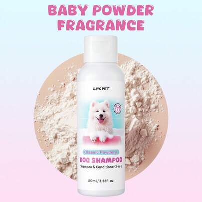 Champú y acondicionador en 1 para mascotas con aroma a polvo clásico - Fórmula de limpieza suave y humectante para perros y gatos, deja el pelaje sedoso y suave con un aroma a polvo fresco duradero, solución de aseo ahorradora de tiempo