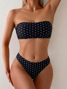 Swim Basics Women's Tropical Polka Dot Print Bikini 2 Pieces Bikini Set Set, Casual Holiday - Multicolor - View 3