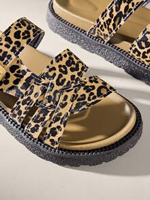 Solecia Fashion, Casual Beach Shoes, Slippers, New Women's Shoes, Comfortable And Versatile, Platform Heel Sandals, Slip-On Slouchy Shoes - leopard print - View 5