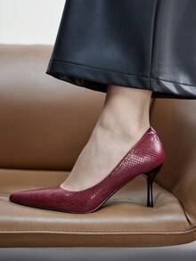 CUCCOO BIZCHIC 女士尖头高跟鞋 - 纯深棕色，复古法式风格，细跟设计，适合春季、春假、复活节、舞会等场合。 - 玫瑰紅 - 查看 9