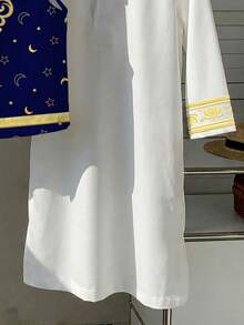 SHEIN 两件套男童复古印花宽松长衬衫和马甲，阿拉伯风格长袍衬衫+马甲，休闲百搭，适合春夏、居家、派对等场合 - 彩色 - 查看 5