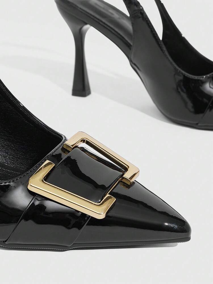 CUCCOO SZL Women's Pointed Toe Slingback High Heel Sandals With Metal Buckle, Sexy And Versatile For Commuting, Summer