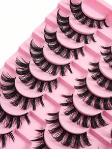 20 Pairs Russian Striped False Eyelashes D Curl Thick Fluffy Volume Lashes For Daily Party Eye Makeup Travel Essential Cosmetics Accessories - Fluffy Lashes - View 2