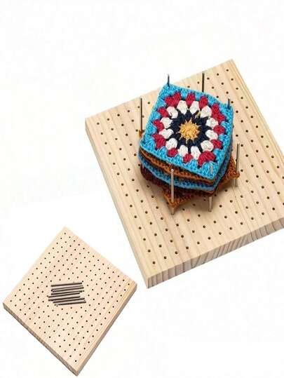 1 Set de Tabla Fija de Ganchillo con Varilla Metálica, Placa de Sujeción de Ganchillo, Soporte para Brocas de Taladro de Uñas, Placa de Sujeción de Ganchillo, Placa de Sujeción de Cuadrado de Abuela, Almohadilla de Madera de Ganchillo, Placa de Sujeción de Tejido - Superficie Suave, Sin Instalación Requerida, Perfecto para Principiantes y Artesanos Avanzados, Regalo Ideal para Entusiastas de la Artesanía | Tablero de Trabajo Decorativo de Artesanía | Tablero de Superficie Suave, Herramientas de Ganchillo