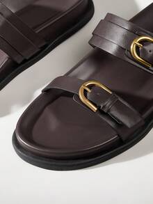 Solecia Women's Fashion Brown Comfortable Flat Beach Sandals For Christmas - Rust Brown - View 7