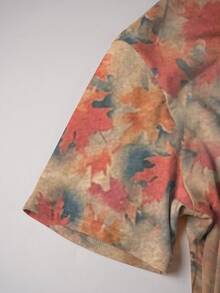 Manfinity Men's Maple Leaf Print Round Neck Casual Versatile Short Sleeve T-Shirt - Multicolor - View 3