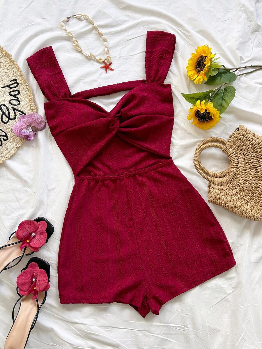 Soleia Bộ jumpsuit nữ WYWH dệt kim kẻ sọc, cổ chữ V khoét sâu, hở lưng, thích hợp cho tiệc tùng, hẹn hò, ngày Valentine, lễ Phục sinh, lễ hội hóa trang, tiệc trà chiều, đi biển, du thuyền, kỳ nghỉ thành phố, hoặc mặc nhiều lớp vào mùa thu/đông. - Màu Đỏ Sâu - Xem 1