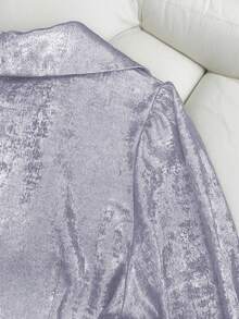 Franclia 优雅收腰交叉领长袖侧拉链丝绒金色面料女士衬衫，秋冬款 - 淡紫色 - 查看 6