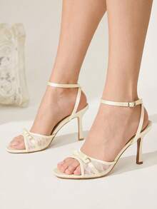 CUCCOO CHICEST 女士时尚蝴蝶结装饰搭扣设计高跟凉鞋，适合日常穿着 - 黃色 - 查看 6