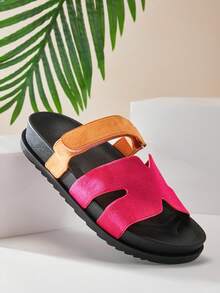 SHUZIA صنادل نسائية مسطحة عصرية وشاملة - أحمر بنفسجي - مشاهدة 5