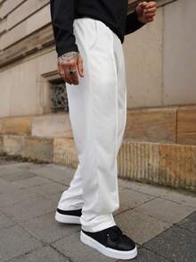 Artur Kramer Pantalones de punto de corte recto y ajuste holgado para hombre, ligeros, de unicolor, casuales, adecuados para primavera, otoño y principios de invierno - Blanco - Ver 6