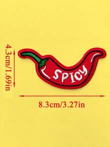 1 PC Standard Size Strong Adhesive Easy Iron On Red Chili Fun Embroidery Patch DIY Decorative Patch For Clothes Backpack Jeans Repair Fashion Personalized Patches Adult Use All Year Daily Wear Creative Customization - Red - View 6