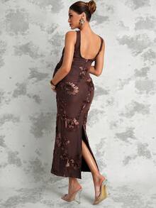 MaterniChic Maternity Clothes Maternity  Dress Summer Pregnant Clothes Maternity Sleeveless Ruched Dress, Elegant - Brown - View 2