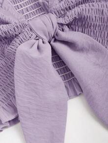 Sweetra Bộ đồ 2 món dành cho nữ, áo ống và quần short màu trơn, ôm sát, thích hợp cho mùa hè. - Màu Lilac Tím - Xem 5