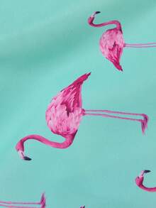 VIVINTIMO Badbyxor för män, dragsko i midjan, säkerhetsfickor, lätta, 4-vägs stretchiga flamingotryck, för semesterresor, avslappnad strand, gröna vävda strandshorts med icke-stretchfoder, hawaiiansk stil - Grön - Visa 6