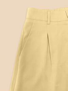 GlowEve Women's Yellow Elegant Office Short Sleeve Suit Set - Light Yellow - View 3