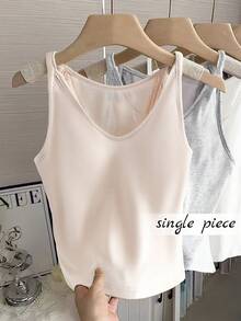 SHEIN Franclia Women's Elegant Versatile Mesh Lace Patchwork Backless Slim Fit T-Shirt, Summer - Apricot - View 1