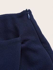 SHEIN EZwear Navy Blue Plus Size Minimalist Everyday Skirt - Navy Blue - View 4