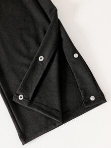 女童阔腿裤，蝴蝶结腰带，蝴蝶印花，时尚休闲运动裤，返校季，灰色 - 黑色 - 查看 3