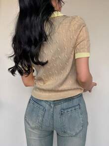 SHEIN Unity 女士扭绳 Polo 领短袖针织上衣 - 彩色 - 查看 2