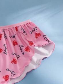 Eraneu 1pc Women's Valentine's Day Heart Hem Slit Sweet Frill Trim Panty