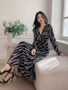 DAZY 优雅亮片连衣裙，高端奢华小众派对礼服吊带裙 - 黑色 - 查看 6