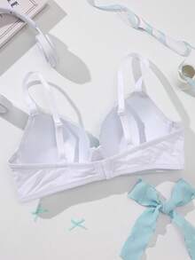 1pc Sexy Lace Simple Gather Small Bust Enhancing Underwire Bra - Multicolor - View 2