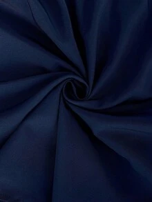 Vionelle 大码纯色收腰长袖衬衫领梭织连衣裙，秋冬款 - 藏蓝色 - 查看 8