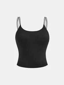 SHEIN Set de 2 camisetas de tirantes casuales para adolescentes con sujetador incorporado, negro y gris, compra 1 y llévate 1 gratis - Multicolor - Ver 6