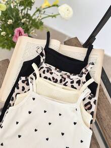 SHEIN Baby Girl Ribbed Casual Versatile Camisole - Multicolor - View 7