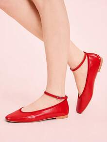 CUCCOO DOLLMOD Women's Buckle Design Casual Commuter Versatile Fashion Shoes - Red - View 3