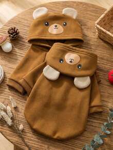 PETSIN 1pc Animal Cosplay Costume Hoodie, Suitable For Dogs And Cats To Wear Outdoors - Brown - View 8