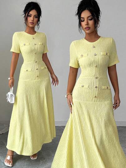 SHEIN Elenzya Women's Chiffon Patchwork Round Neck Asymmetric Hem Sleeveless Blouse And Loose Wide Leg Pants Two Pieces Set, Elegant Vintage French Style For Commuting, Business, Vacation, Casual, Spring/Summer