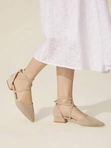 CUCCOO BASICS Women's Casual Versatile Commute Pointed Toe Buckle Pumps Valentine's Day Spring Shoes - Apricot - View 5