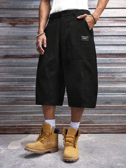 AXEPEAK 男士休闲字母贴布宽松短裤，夏季